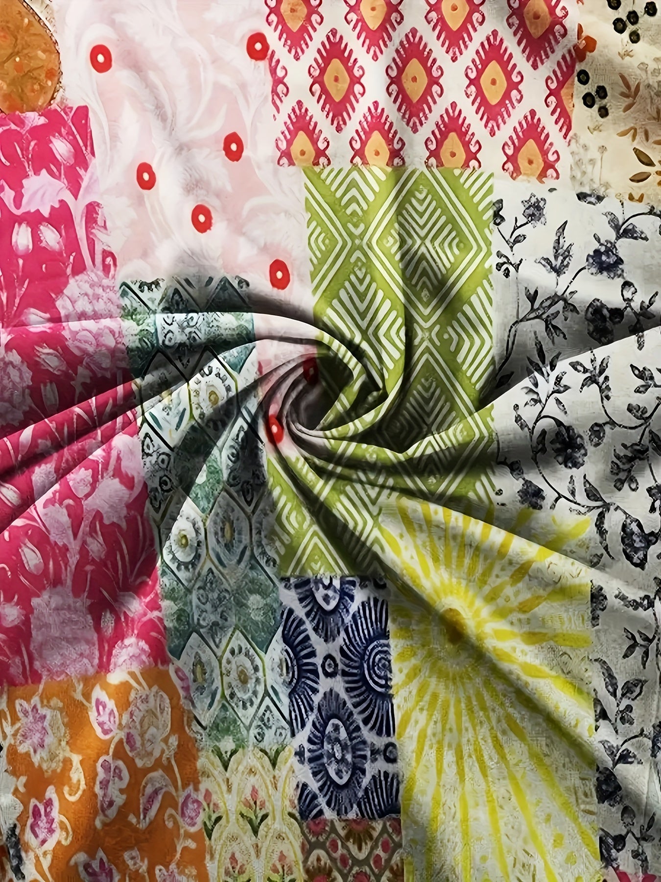 Women's V-Neck Long Sleeve T-Shirt Color Block Plus Size Casual Top