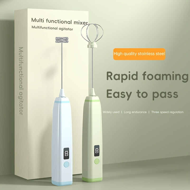 Electric Handheld Mixer with Digital Display 3-Speed Whisk for Eggs and Cream