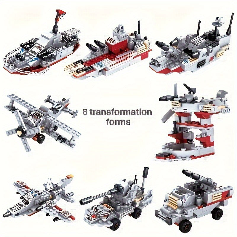 Building Blocks Set for Boys Ages 6-8 Navy War Chariot Ship and Airplane Compatible with Major Construction Bricks