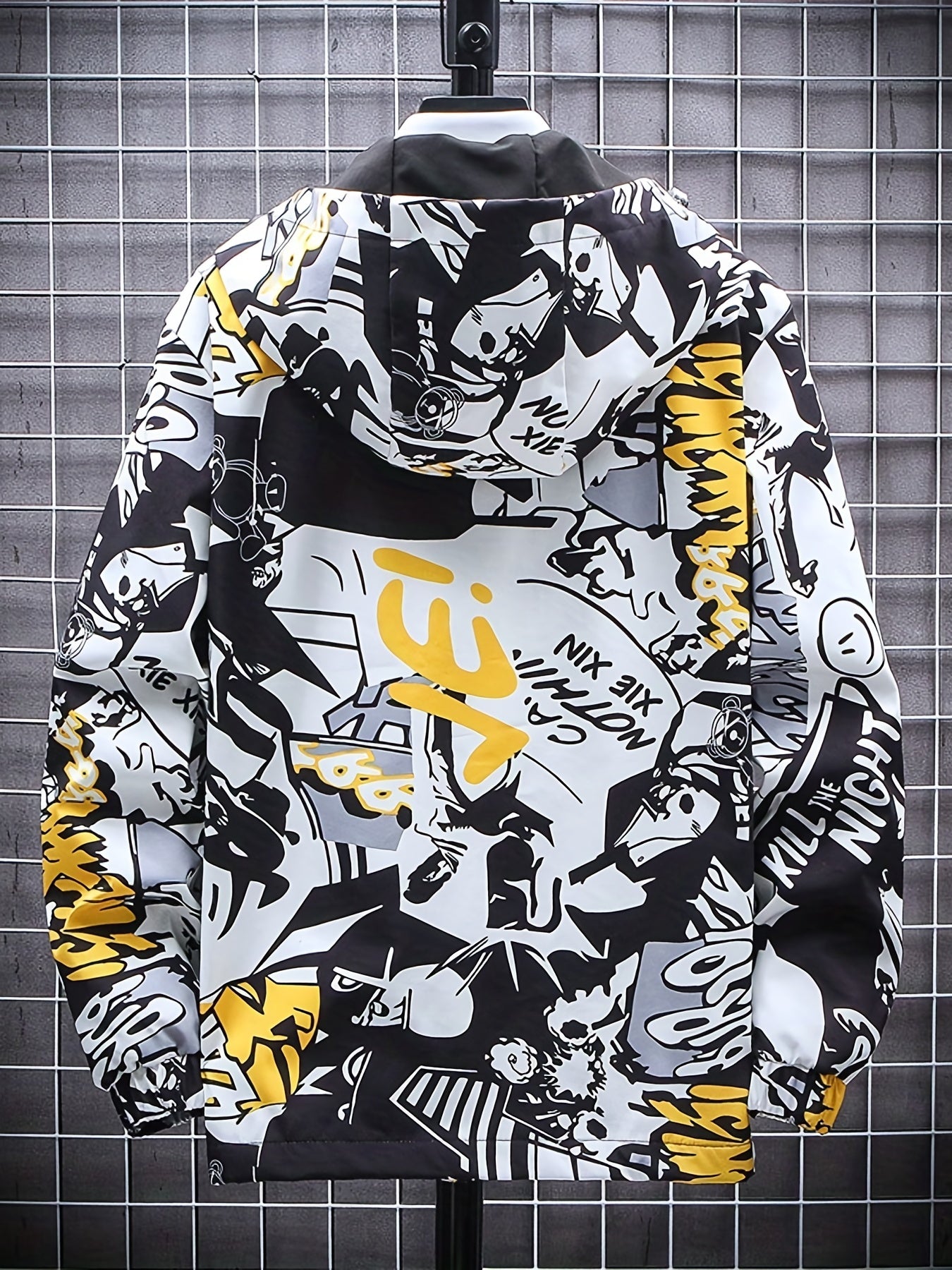 Men's Graffiti Windbreaker Jacket Hooded Spring Autumn All-Over Print Lightweight Outdoor