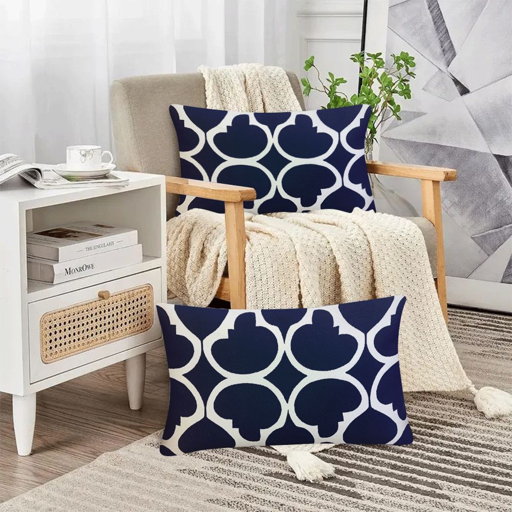 Ikki dona Vintage Boho Geometric Flannel yostiq qopqog'i 50.8x30.48 sm, suv o'tkazmaydigan, mashina bilan yuvish mumkin