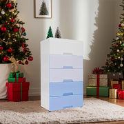Large Plastic Storage Cabinet with 5 Drawers and Festive Christmas Design for Toys and Home Organization