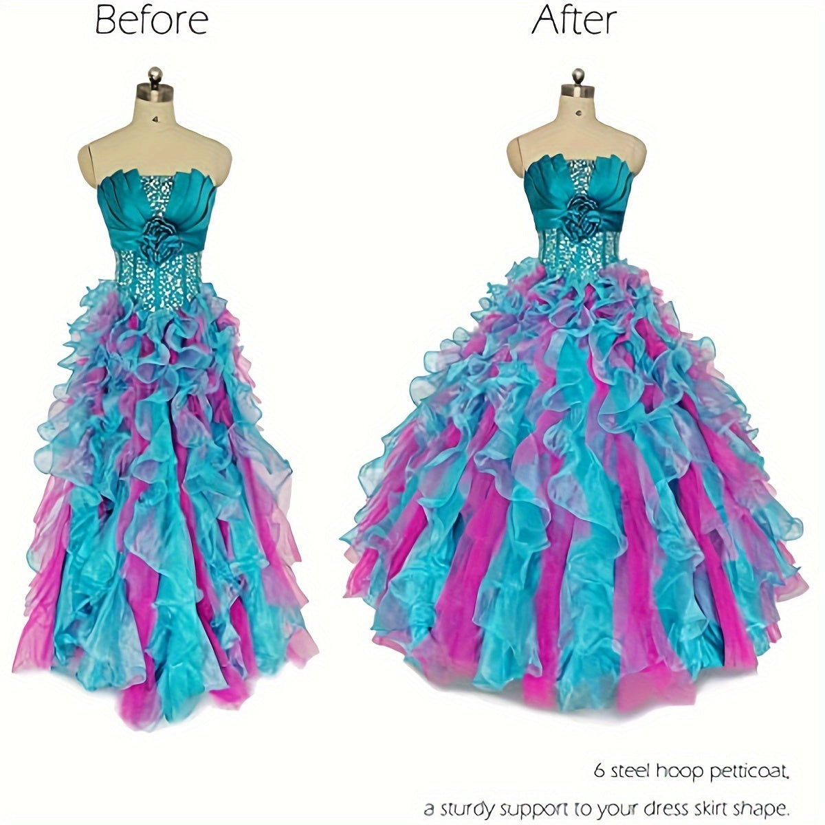 Steel Ring Wedding Dress Petticoat with Bustle for Long Bridal Gowns