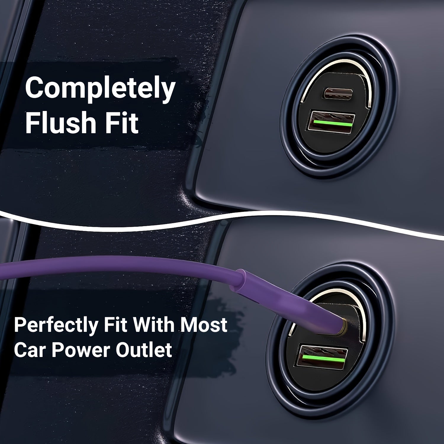 Dual Port 100W Fast Charging Car Charger Alloy Mini Design with Pull Ring