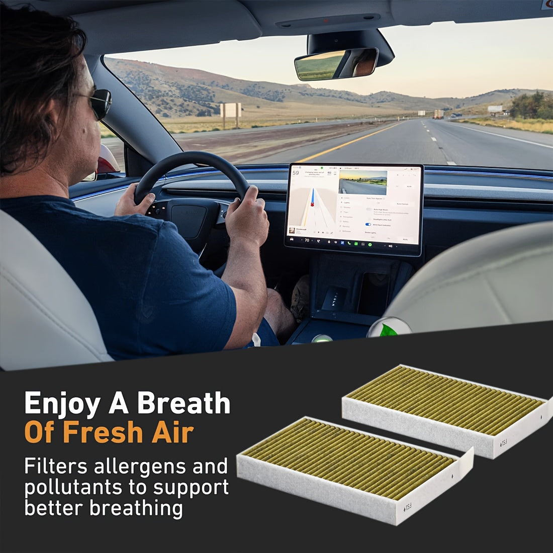 Car Cabin Air Filter HEPA Activated Carbon Replacement for Tesla Model 3 Y 2 Pack