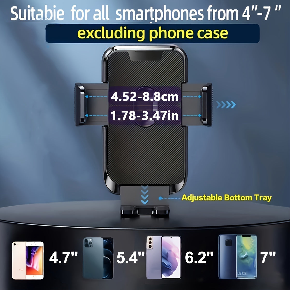 Car Air Outlet Phone Holder 4-7 Inch Rotation Stable Mount Black