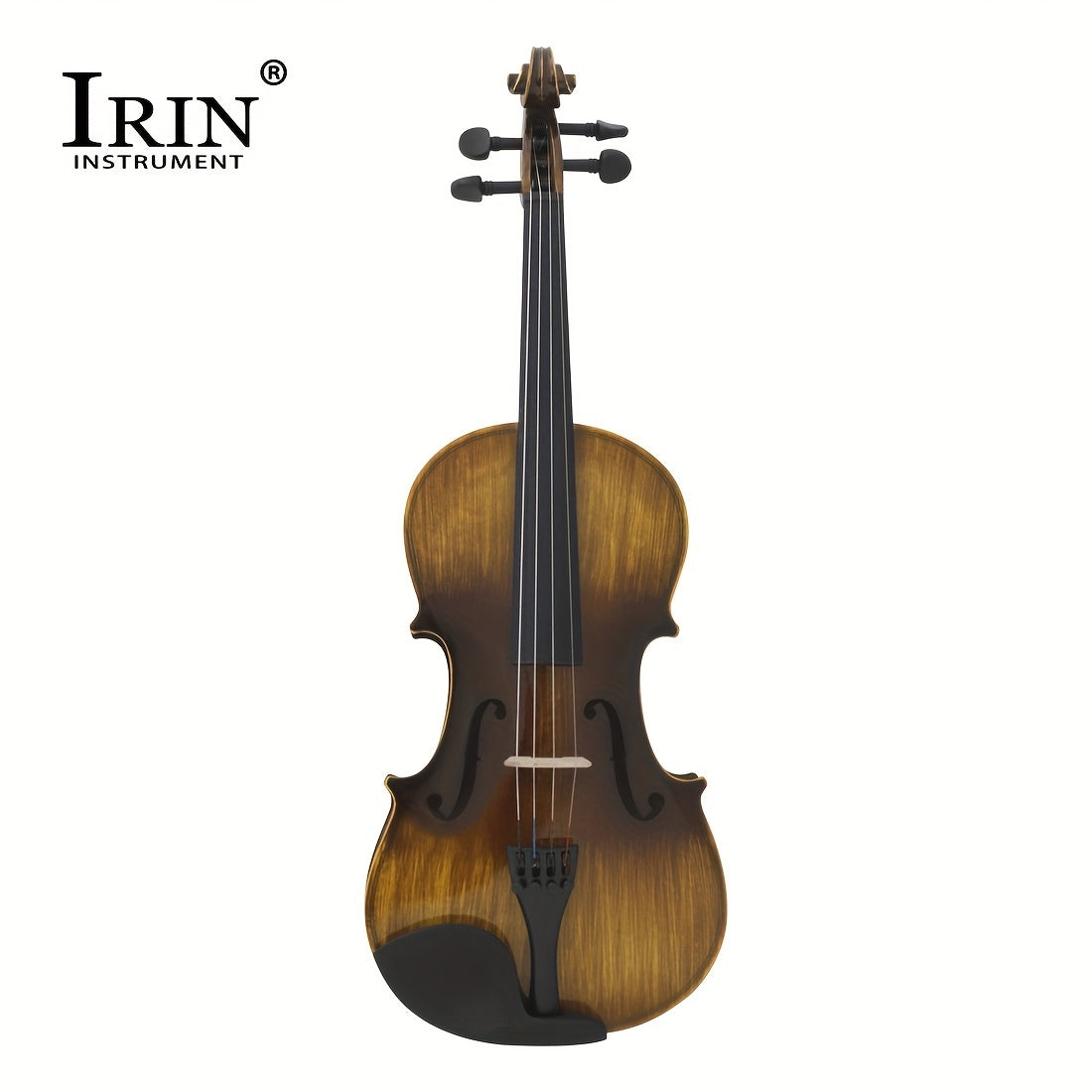 Glossy Basswood Violin with Deep Brown Finish, Precision Pegs, Lightweight Durable Design