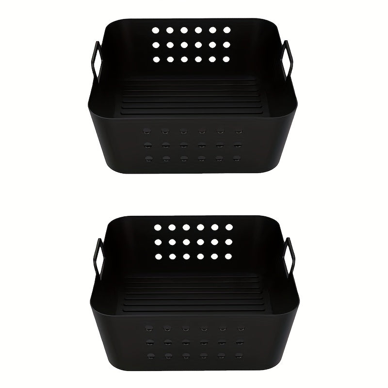 Square Silicone Air Fryer Basket for 5.8QT 6.5QT with Ventilation