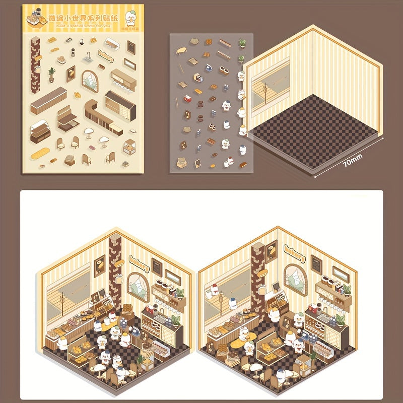 3D Наклейки для ландшафта хранения для миниатюрных сцен Маленький дом Журналинг DIY Облегчение стресса