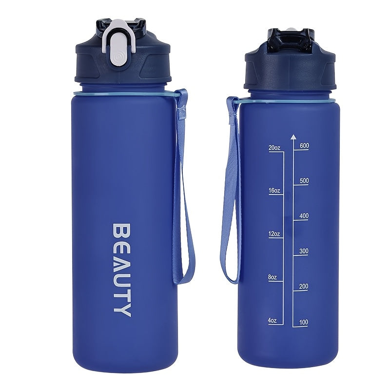 Frosted Plastic Water Bottle with Scale for Outdoor Sports and Office Use