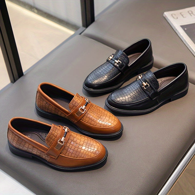 Vintage-Inspired Slip-On Loafers for Boys and Girls Faux Leather Pointed Toe Casual Dress Shoes Black Brown