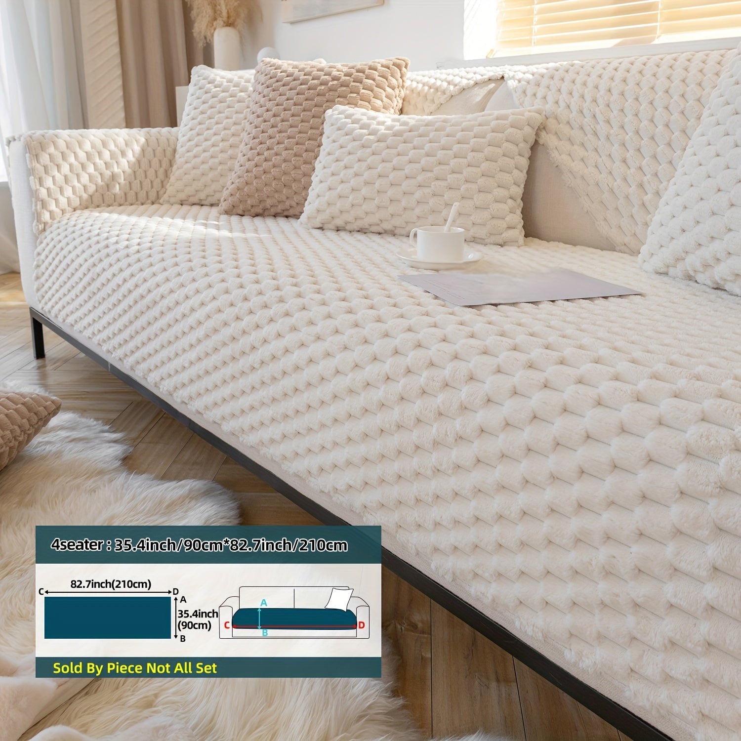 Cojín de sofá nórdico de felpa con diseño antideslizante para todas las estaciones