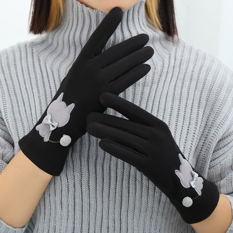 Women's Winter Gloves with Embroidery, Warm and Stylish for Cold Weather