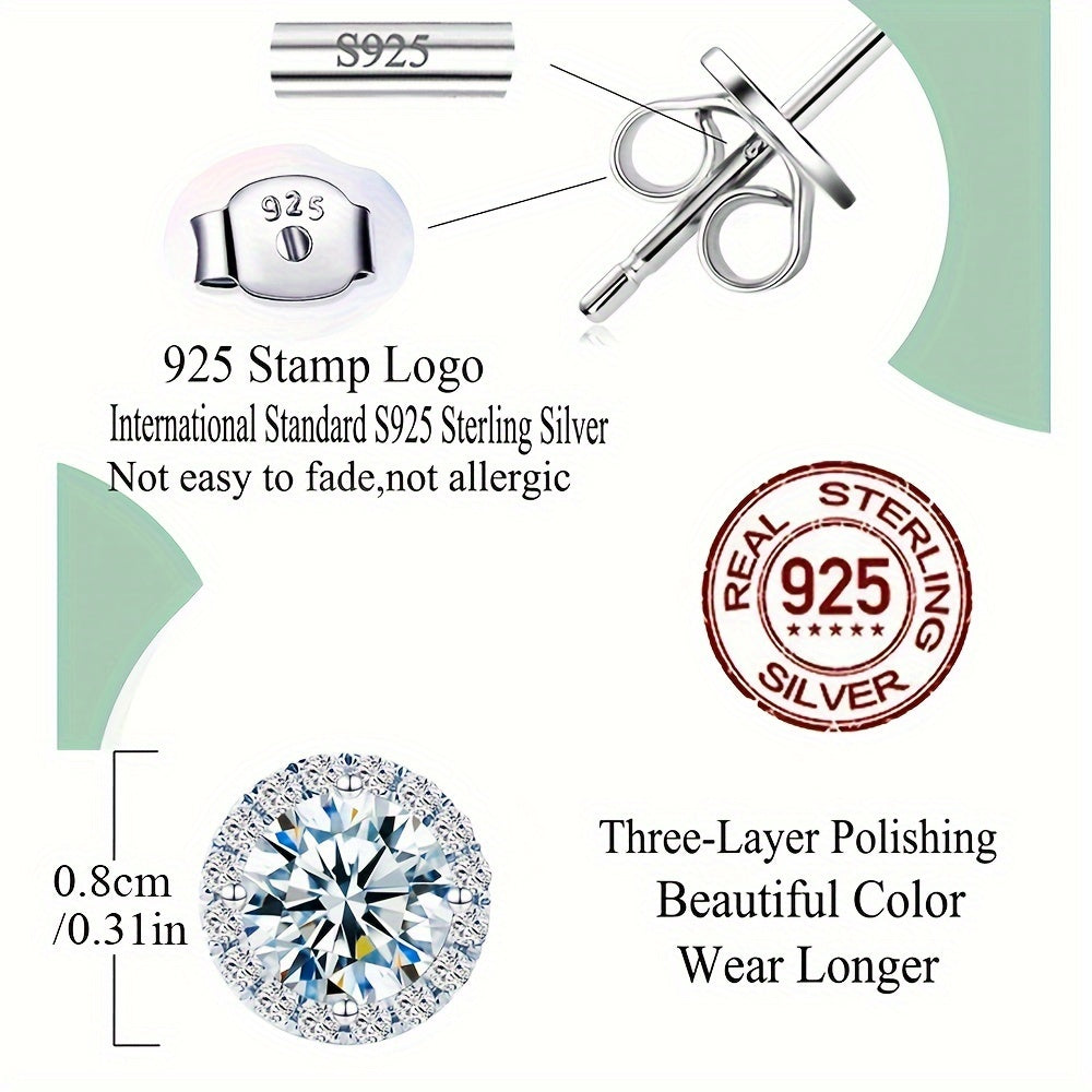 Women's Jewelry Set Necklace and Stud Earrings Sterling Silver Cubic Zirconia