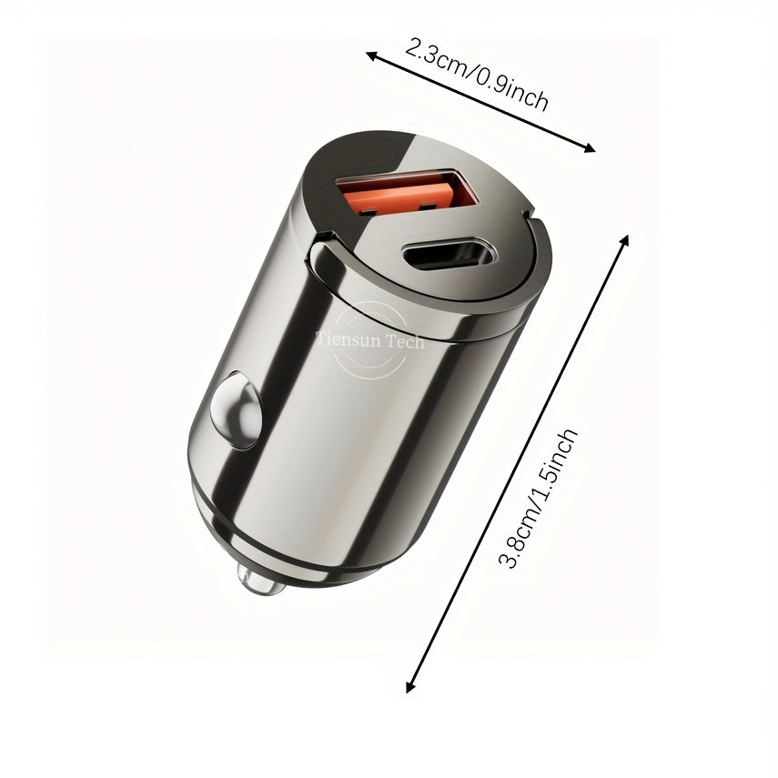 Fast Car Charger Zinc Alloy 100W Dual USB Type-C Mini Black