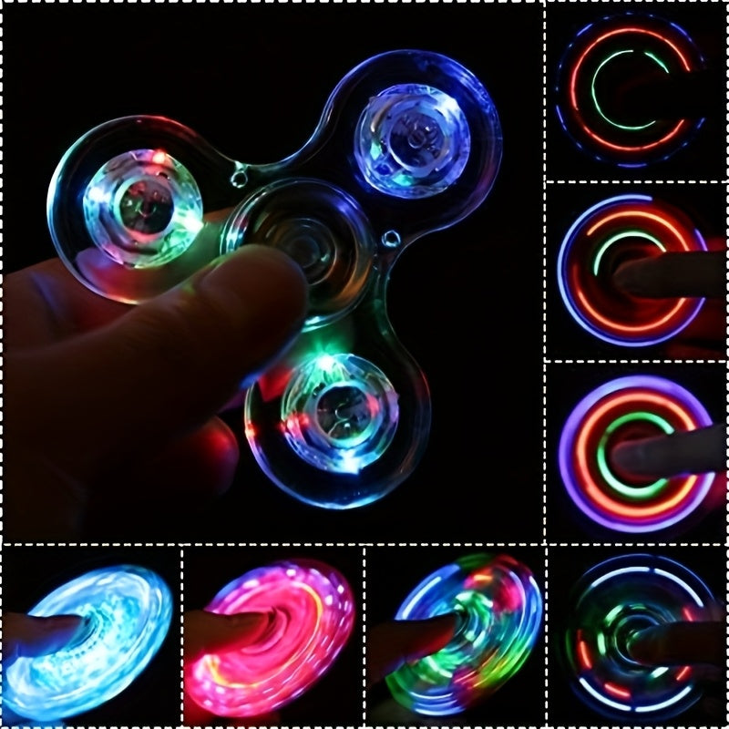 Transparent LED Light-Up Fidget Spinner for Stress Relief and Fun for All Ages