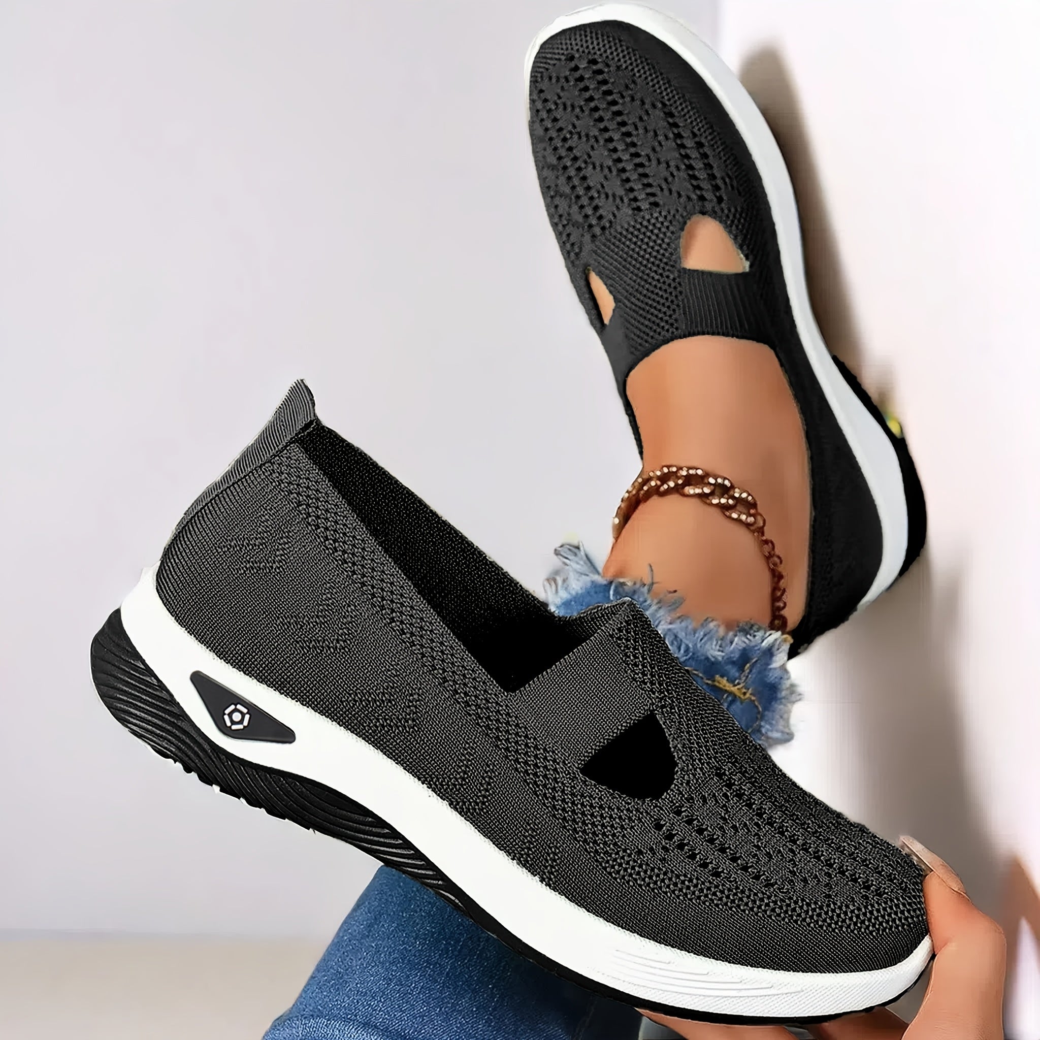 Women's Slip-On Casual Sneakers Low Top Solid Color Fabric Insole PVC Sole