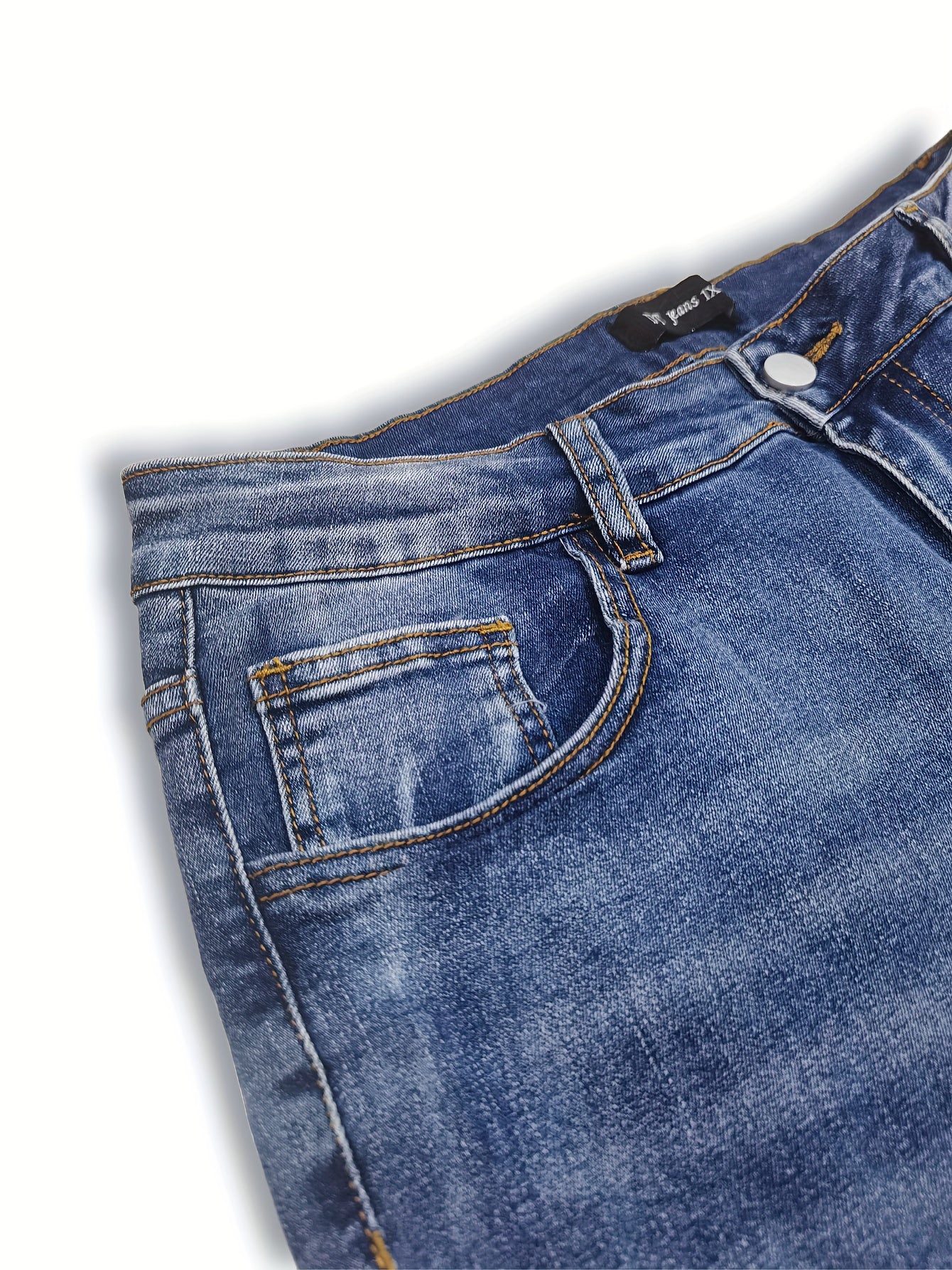 Plus Size Women's Slim Fit Stretch Denim Flared Pants Blue Wash Casual Comfort