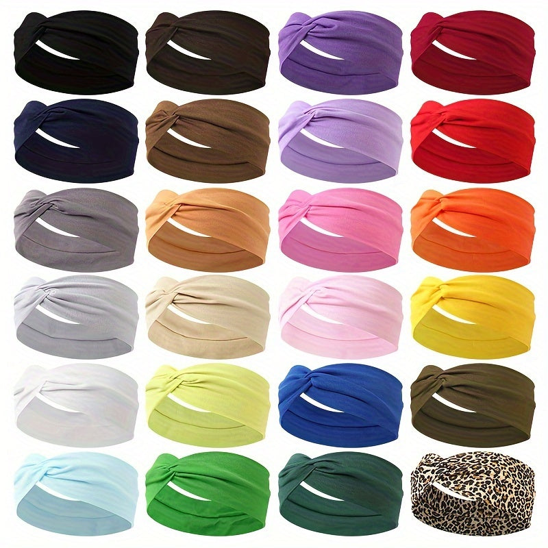 24 ta to'liq rangli keng qirrali bosh bandlar to'plami, sirg'almas elastik, teri so'radigan, yoga, sport zal, sport uchun