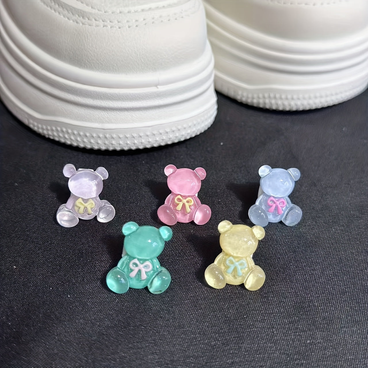 Set of 5 Cute Bear-Shaped Imitation Crystal Shoe Buckles for Shoes and Sandals