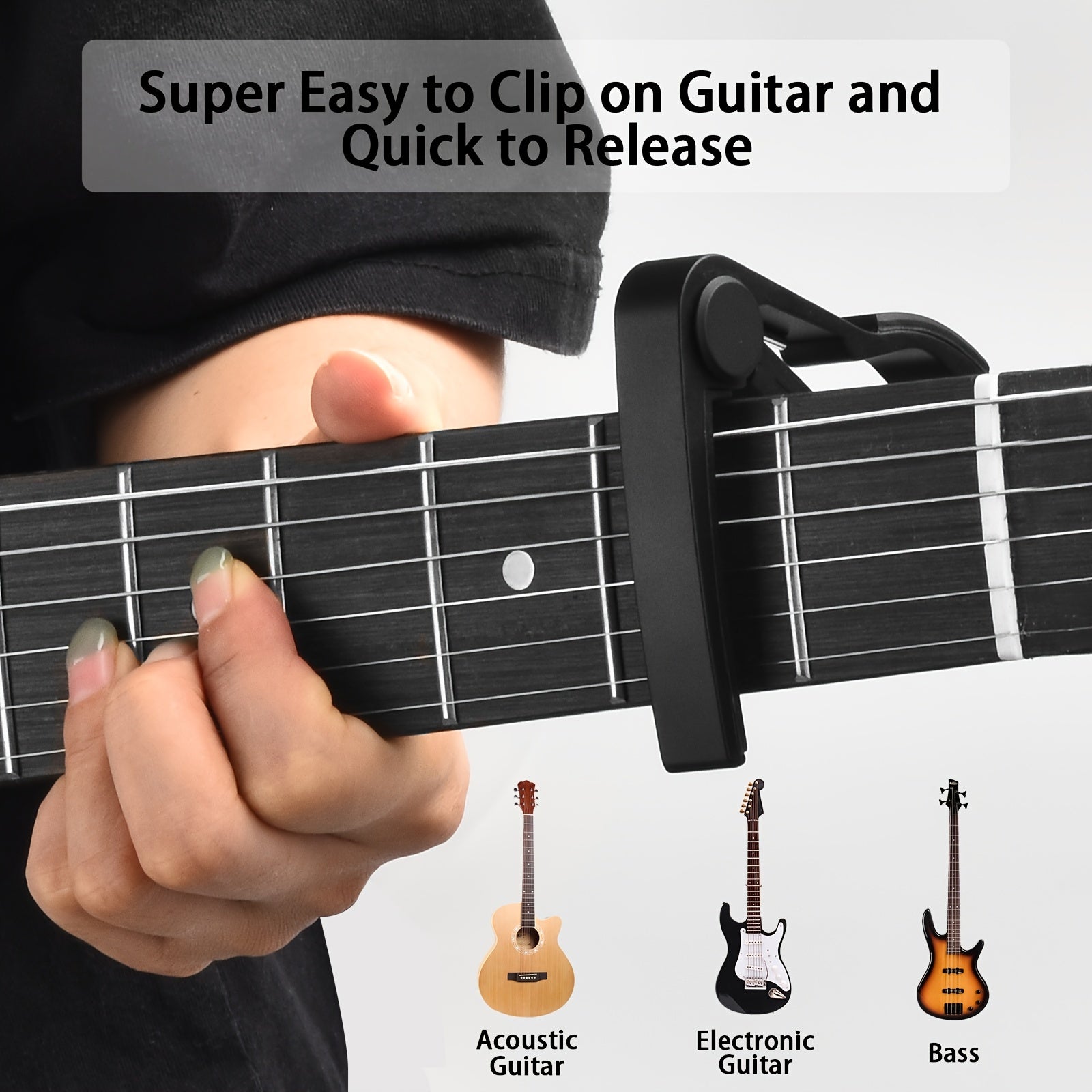 Guitar Tuner Set with Picks Capo and Clip-On Chromatic Tuner for Guitar Violin Bass Ukulele