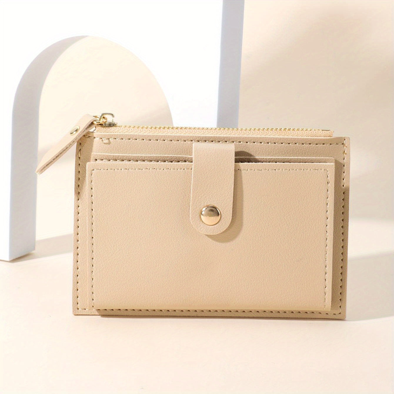 Women’s Slim Faux Leather Bifold Wallet with Zipper Coin Pocket and Card Slots