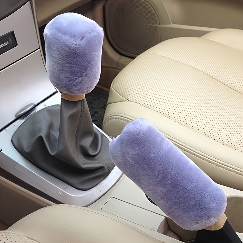 Car Interior Accessories 2Pcs Plush Winter Insulation Gear Shift Covers