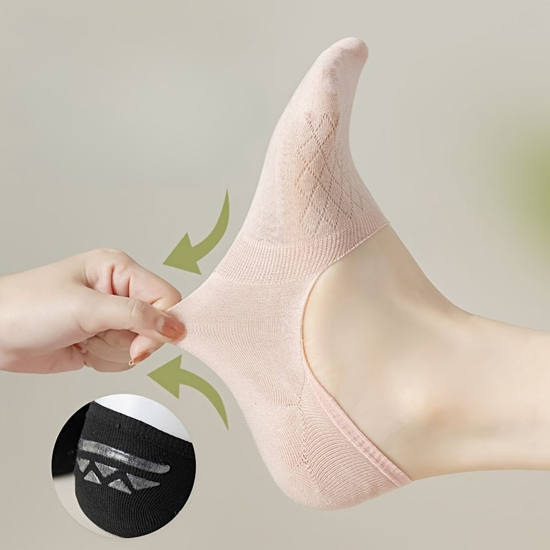 8 pares de calcetines cortos de malla argyle para mujer, transpirables, de punto