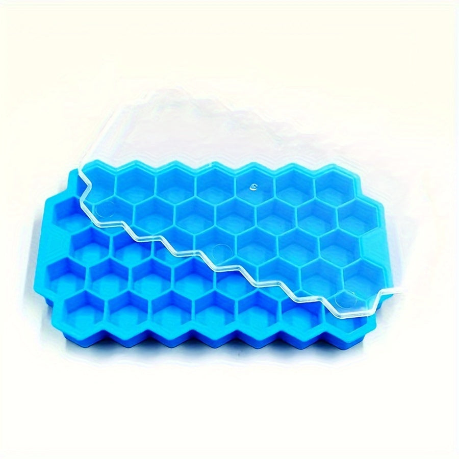 Silicone Honeycomb Ice Cube Tray with Lid 37 Compartments BPA Free Stackable Freezer Mold