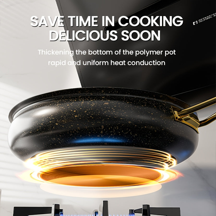 12-Piece Stainless Steel Cookware Set Non-Stick Pots with Golden Handles and Silicone Kitchenware