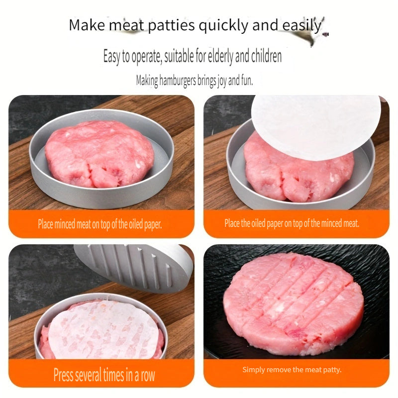 Aluminum Burger Patty Press with Handle for BBQ Grill Non-Stick Heavy-Duty