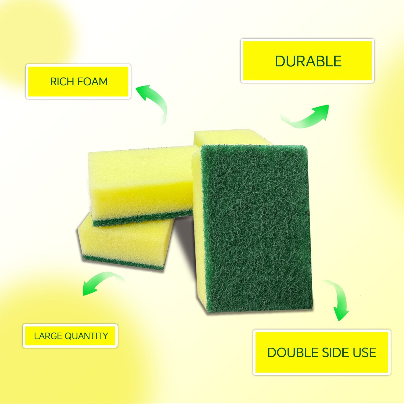 Double-Sided Cleaning Sponge Soft Absorbent and Scrubbing for Stains