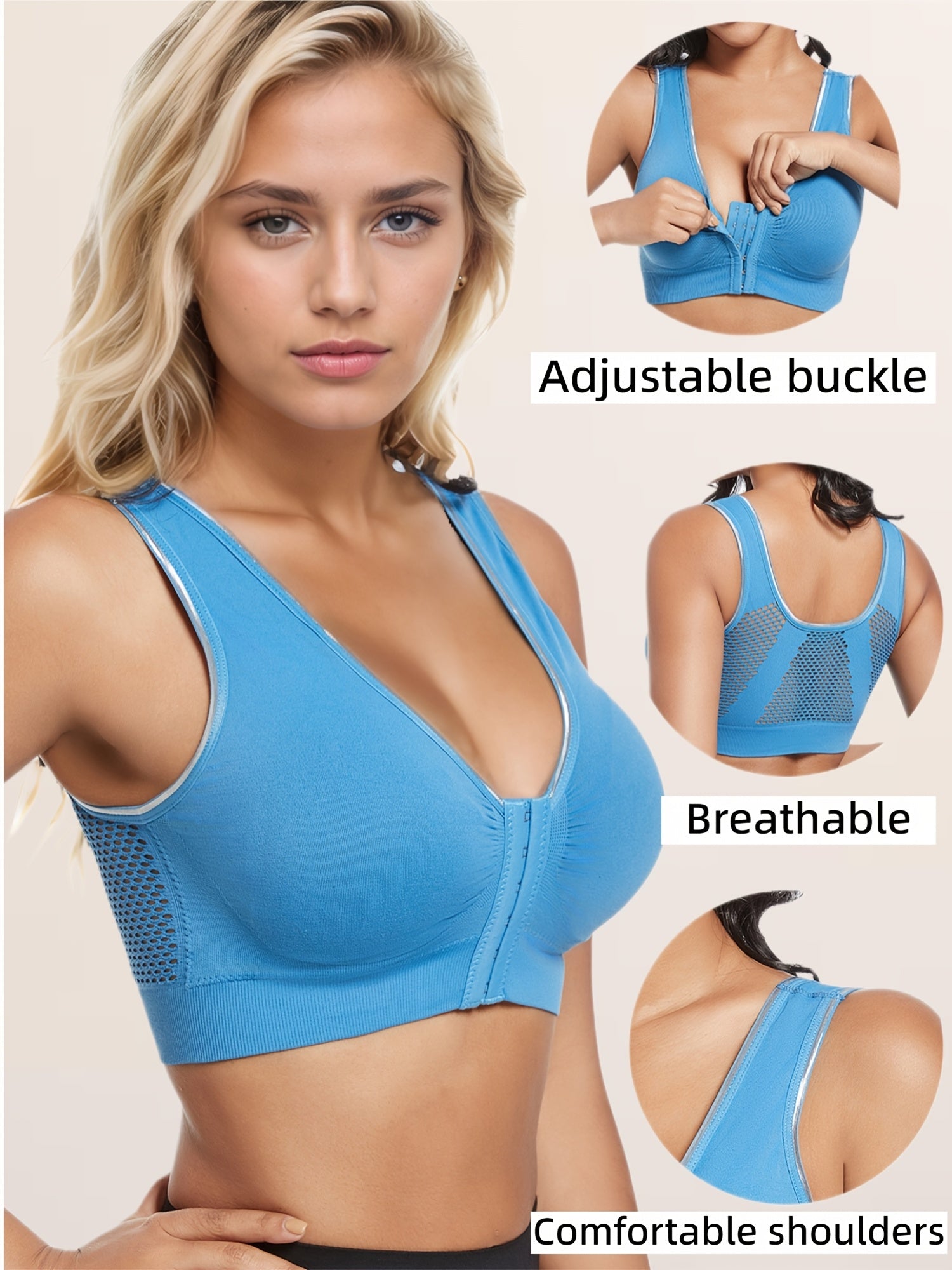 Plus Size Seamless Wire-Free Sports Bra Adjustable Yoga Bra