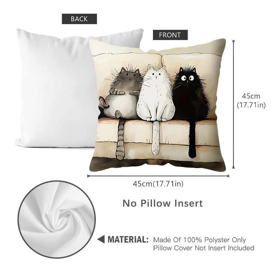 Cartoon Cat Throw Pillow Cover 44.96x44.96cm Polyester Sofa Bedroom Decor