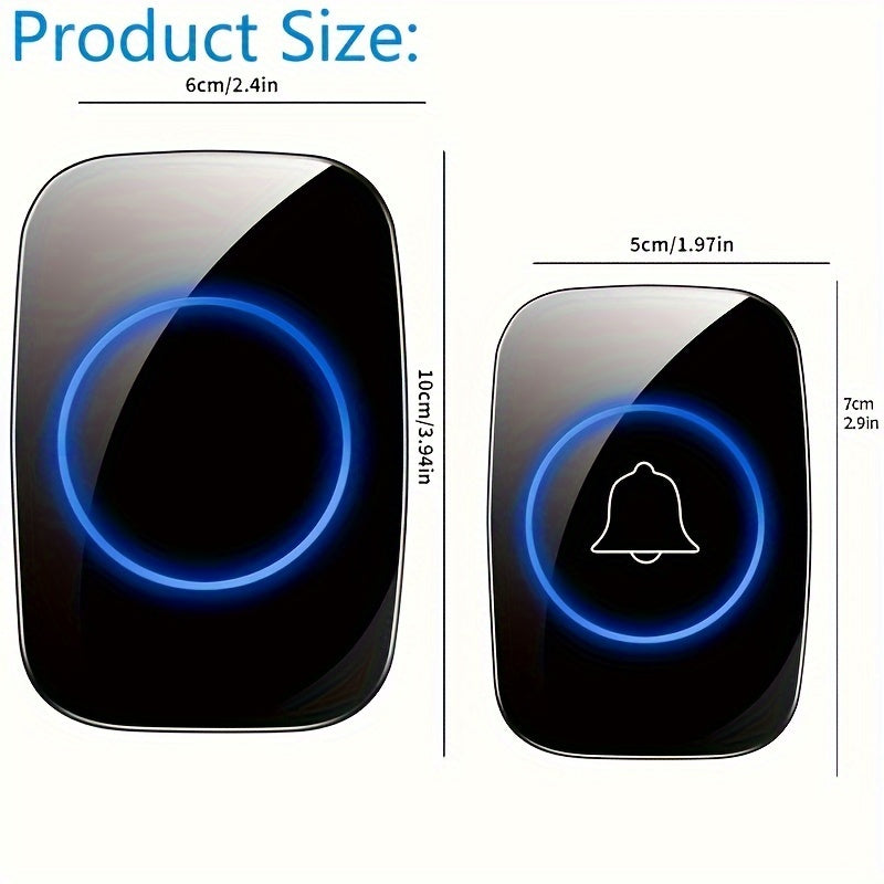 Wireless Doorbell Kit with LED Flash 38 Ringtones for Elderly and Deaf Home Security