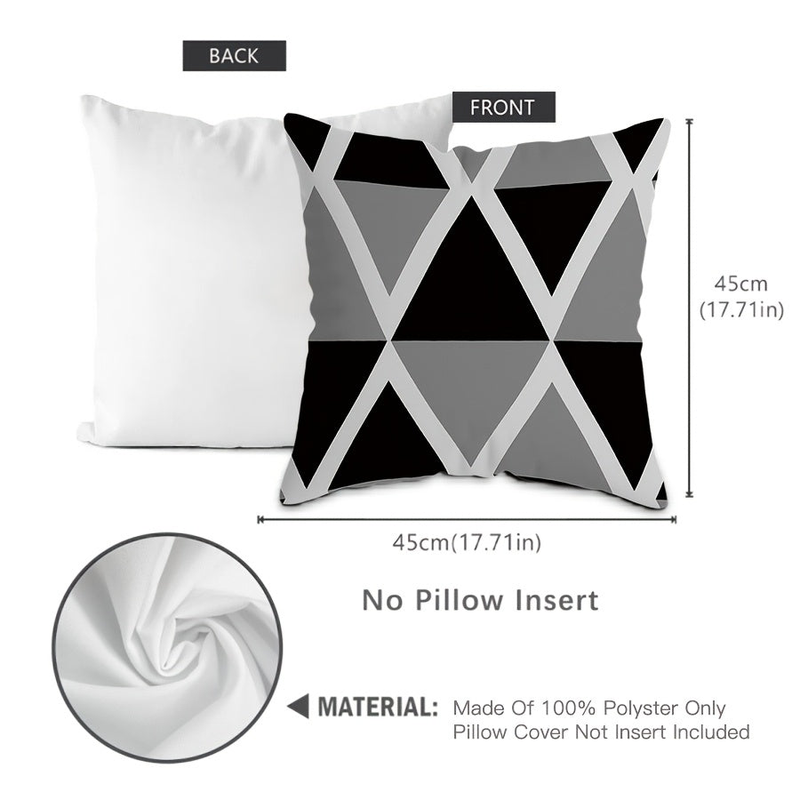 Decorative Gray Geometric Sofa Pillow Cover 45cm Square for Home Bed Couch
