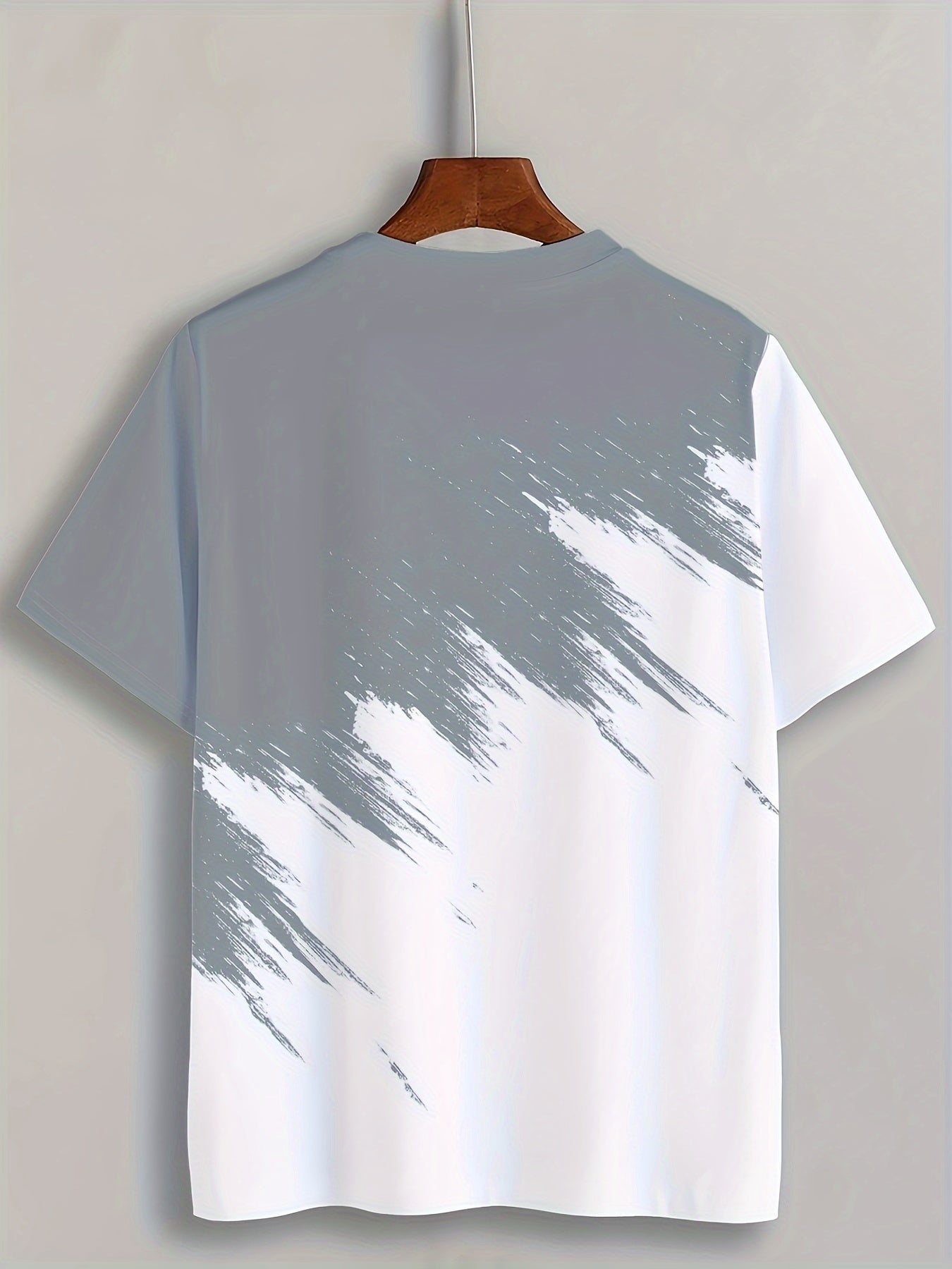 Erkaklar uchun tasodifiy krujka bo'yinli futbolka, geometrik naqsh bilan, 100% polyester to'qilgan matodan tayyorlangan, oddiy kesimda va biroz cho'ziluvchan.