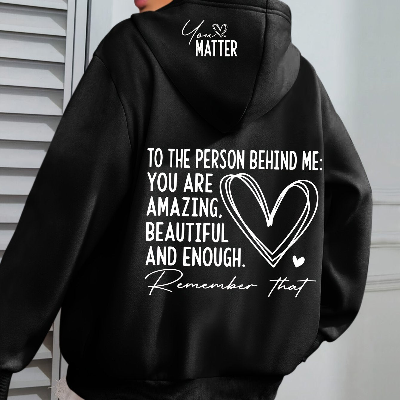 Women's Plus Size Cozy Hoodie with Uplifting Message White Casual Pullover