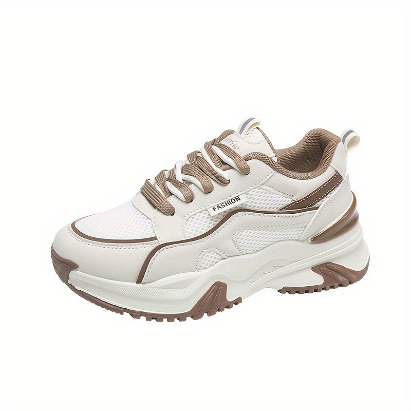 Women's Fashion Contrasting Sneakers Casual Sports Shoes Breathable Chunky Sole