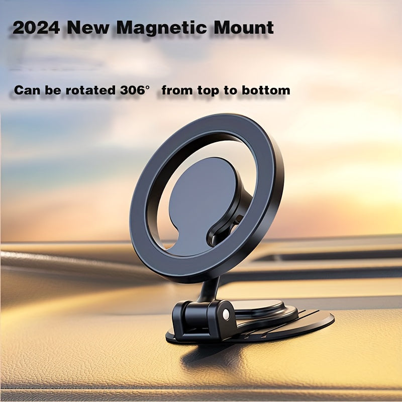 Universal Magnetic Car Phone Holder 360 Rollers Adhesive Dashboard Mount