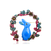 Enamel Rabbit Brooch with Pearl Animal-Shaped Pin for Women Jewelry Accessories