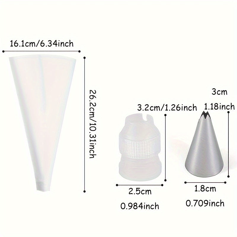 Pirojnoe bezak qilish to'plami, 50 ta zanglamaydigan po'lat quvur tishlari va ulashlar bilan, keks va pechenelar uchun