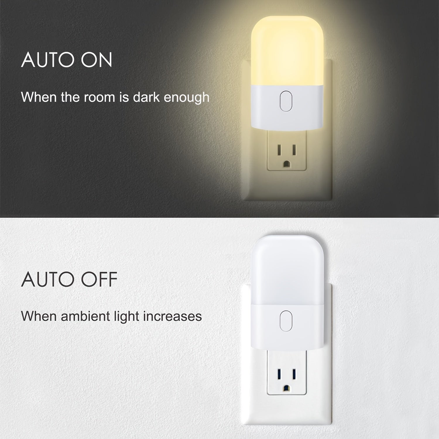 Adjustable Brightness LED Night Light for Bedroom Bathroom Kitchen Corridor Stairs Warm White 1 or 2 Pack