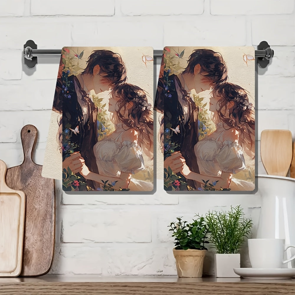 Juego de toallas de cocina caprichosas 2 ultra-suaves y absorbentes para platos y decoración