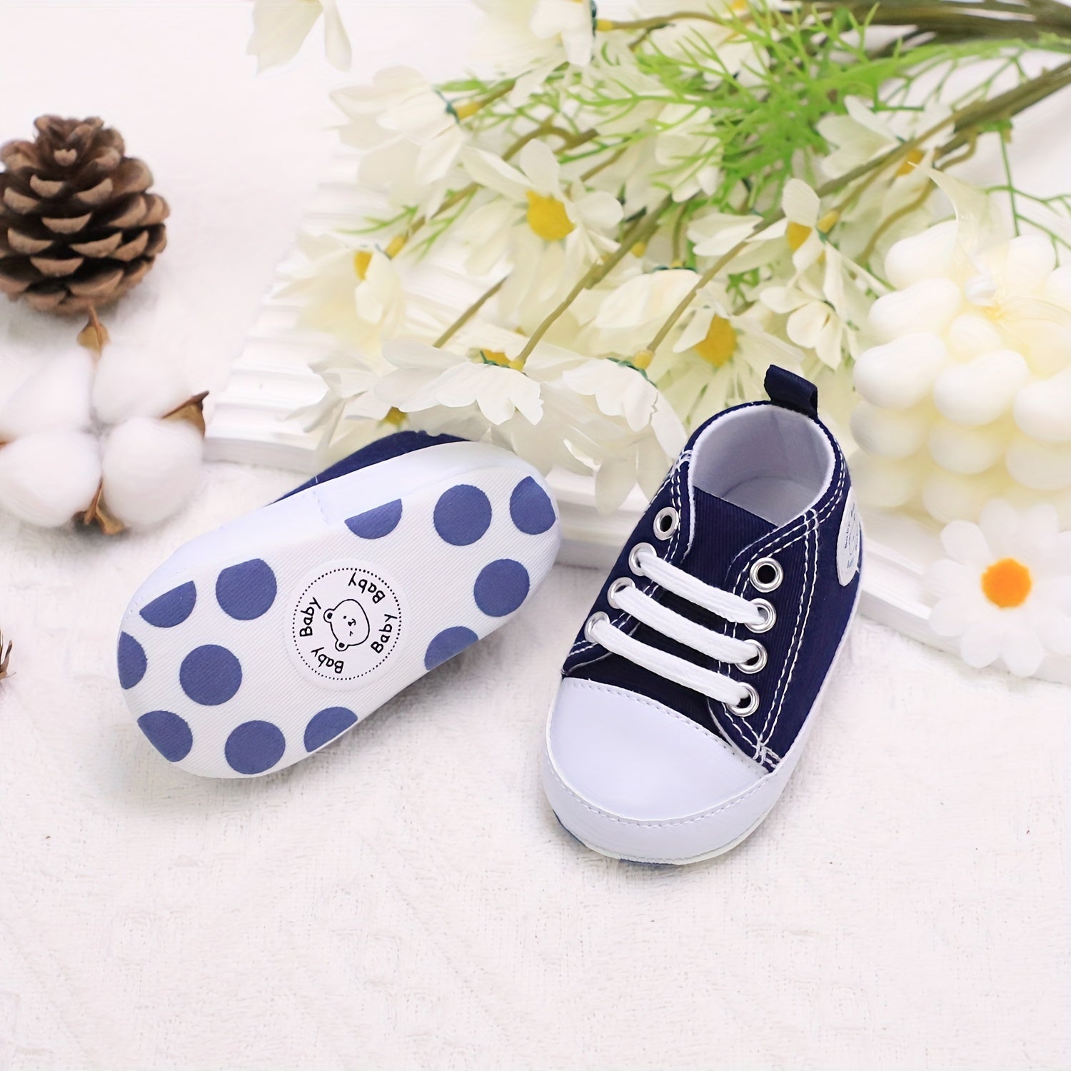 Baby Boys Canvas Sneakers Low Top Spring Fall Casual Non-Slip Lightweight Shoes