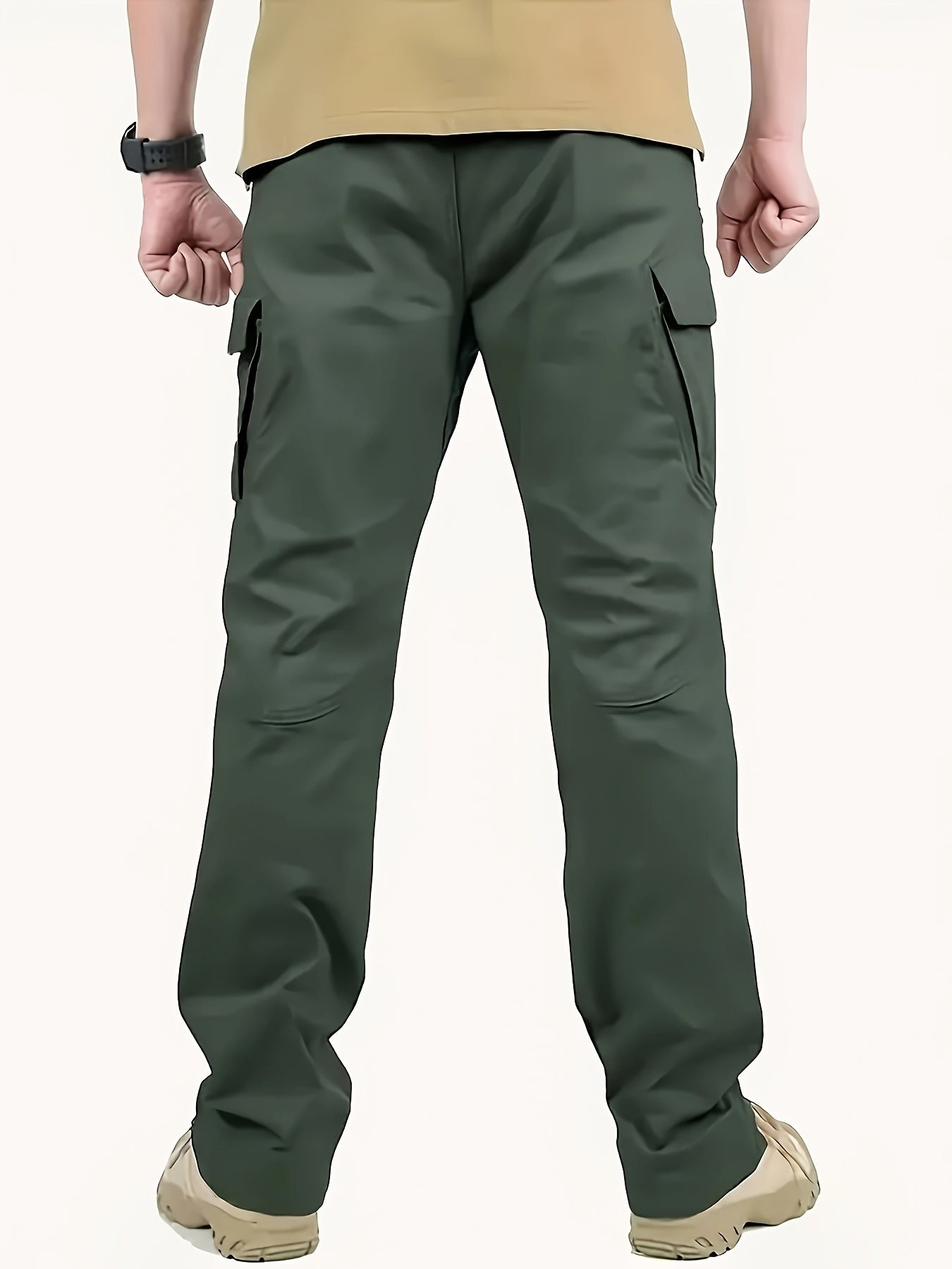 Men's Waterproof Cargo Pants for Outdoor Activities with Pockets and Solid Color