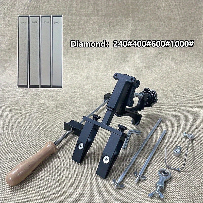 360° Flip Diamond Whetstone Knife Sharpener with Fixed Angle and Wooden Handle