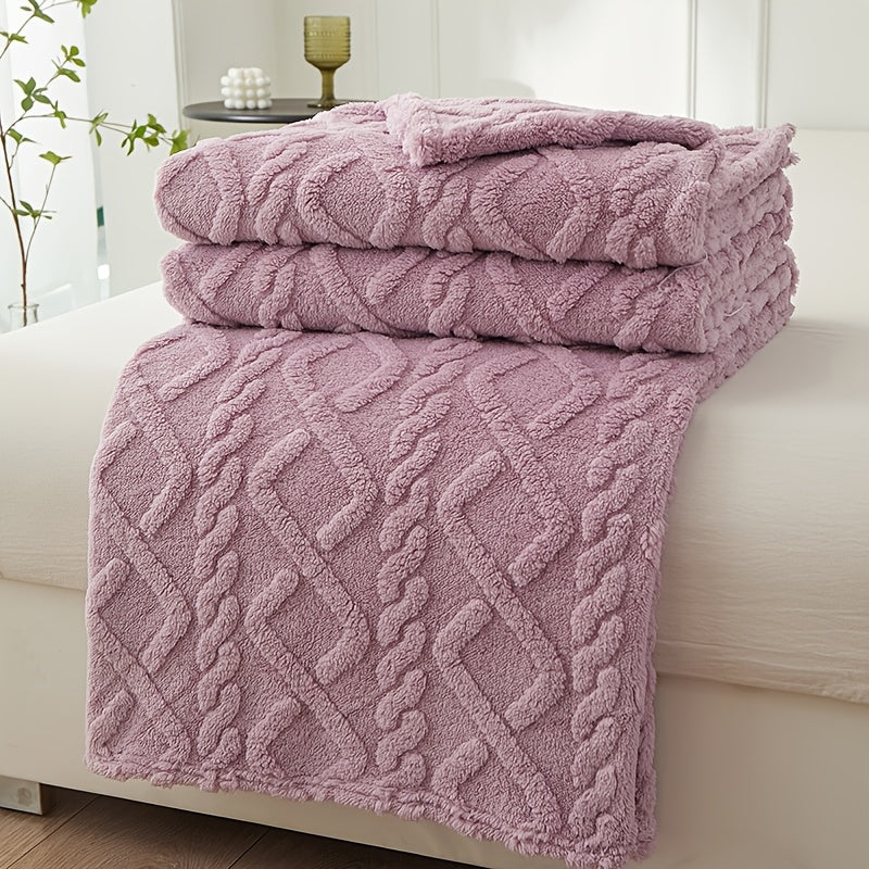 Plaid Taffeta Throw Blanket Polyester Diamond Pattern Lightweight Knit All-Season