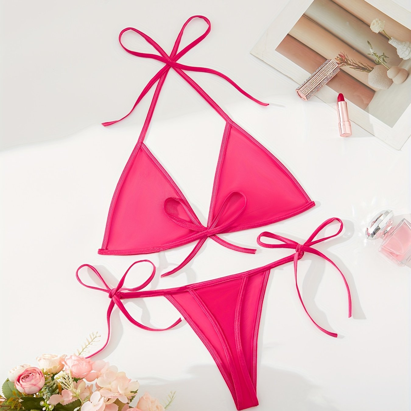 Women's Lace Satin Lingerie Set for Romantic Occasions