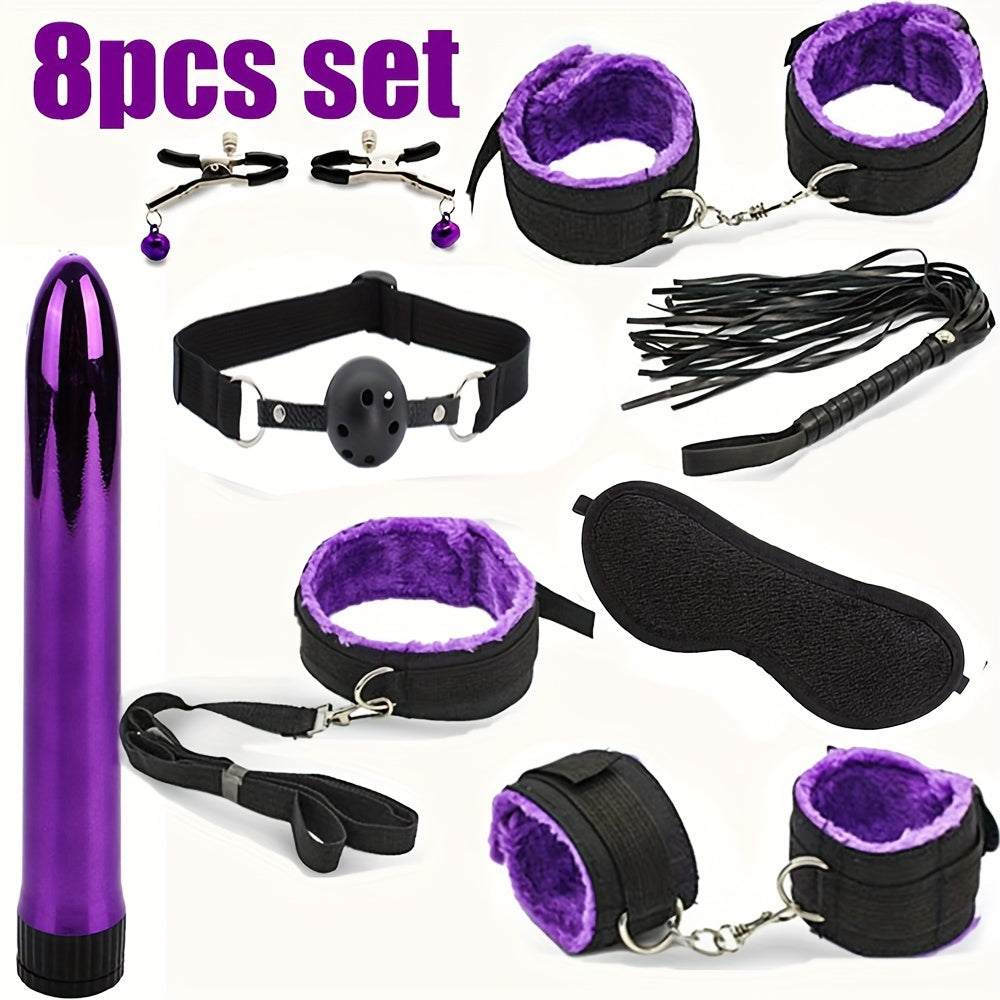 Unisex Silicone BDSM Bondage Set with Anal Plug Handcuffs and Ankle Cuffs